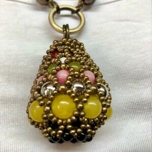 Anthropologie Pam Hiran Beaded Teardrop Pendant Necklace